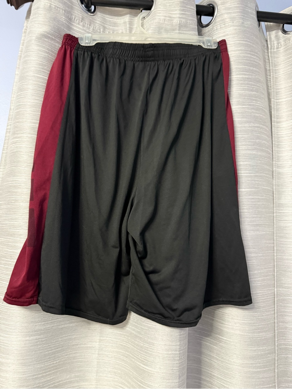 Men's Black Athletic Shorts with Burgundy Side Panels
